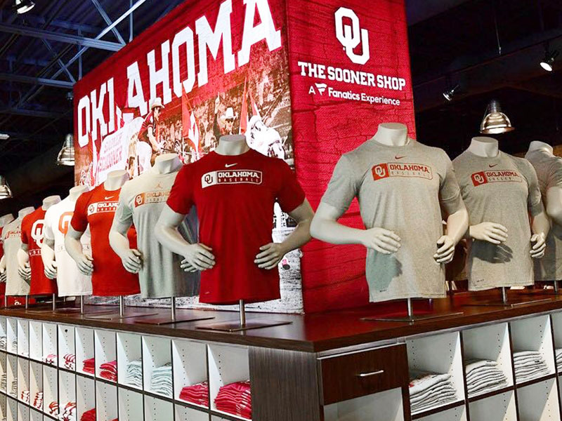 Oklahoma University team store retail display by Temeka Group